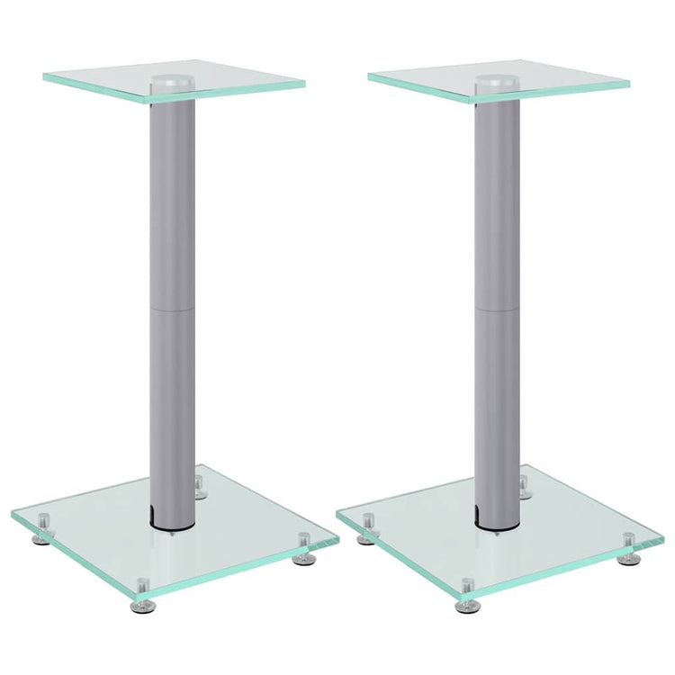 Vidaxl luidsprekerstandaards 2 st 1 pijler gehard glas zilverkleurig