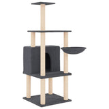 Vidaxl kattenmeubel met sisal krabpalen 132 cm donkergrijs - afbeelding 2