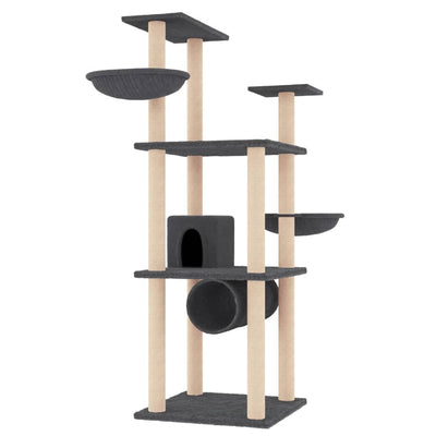 Vidaxl kattenmeubel met sisal krabpalen 141 cm donkergrijs