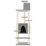 Vidaxl kattenmeubel met sisal krabpalen 154 cm lichtgrijs - afbeelding 3