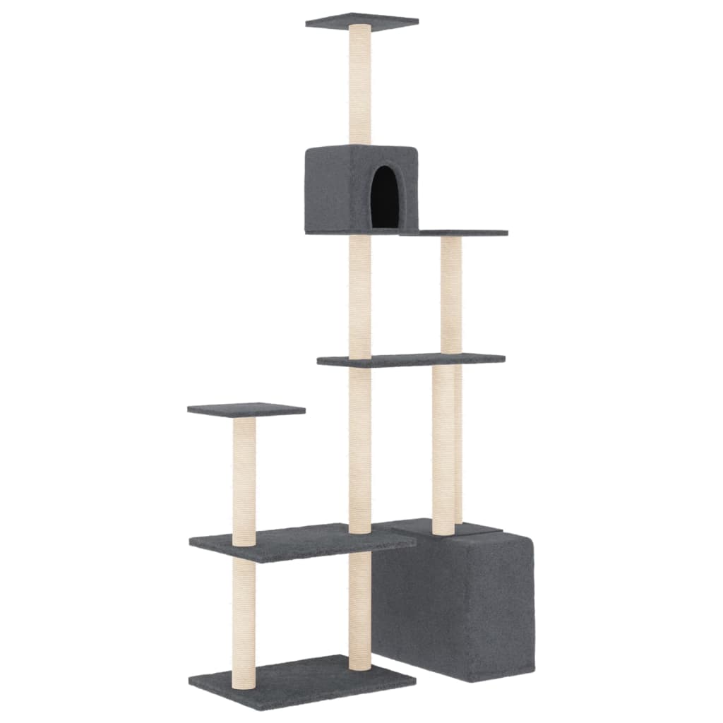 Vidaxl kattenmeubel met sisal krabpalen 180 cm donkergrijs