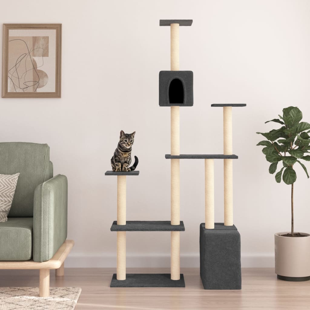 Vidaxl kattenmeubel met sisal krabpalen 180 cm donkergrijs