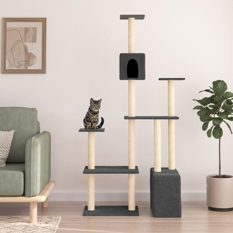 Vidaxl kattenmeubel met sisal krabpalen 180 cm donkergrijs