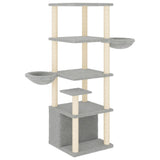 Vidaxl kattenmeubel met sisal krabpalen 147 cm lichtgrijs - afbeelding 2