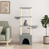 Vidaxl kattenmeubel met sisal krabpalen 147 cm lichtgrijs - afbeelding 1