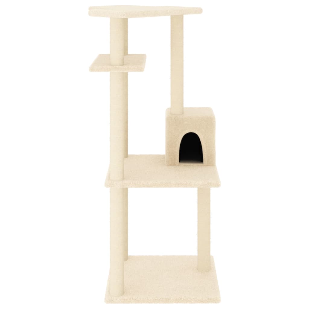 VidaXL Kattenmeubel met sisal krabpalen 123 cm crèmekleurig