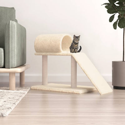 VidaXL Kattenmeubel met tunnel en ladder 55,5 cm crèmekleurig