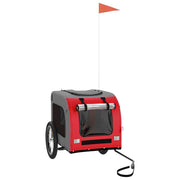 Vidaxl hondenfietstrailer oxford stof en ijzer rood en grijs - afbeelding 2