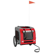 Vidaxl hondenfietstrailer oxford stof en ijzer rood en grijs - afbeelding 3