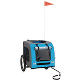 Vidaxl hondenfietstrailer oxford stof en ijzer blauw en grijs - afbeelding 3