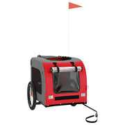 Vidaxl hondenfietstrailer oxfordstof en ijzer rood en grijs - afbeelding 3