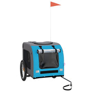 Vidaxl hondenfietstrailer oxfordstof en ijzer blauw en grijs - afbeelding 2
