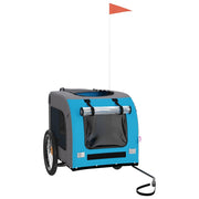Vidaxl hondenfietstrailer oxfordstof en ijzer blauw en grijs - afbeelding 3