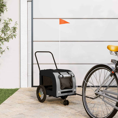 Vidaxl fietskar voor huisdieren grijs en zwart 125 x 53 x 54 cm