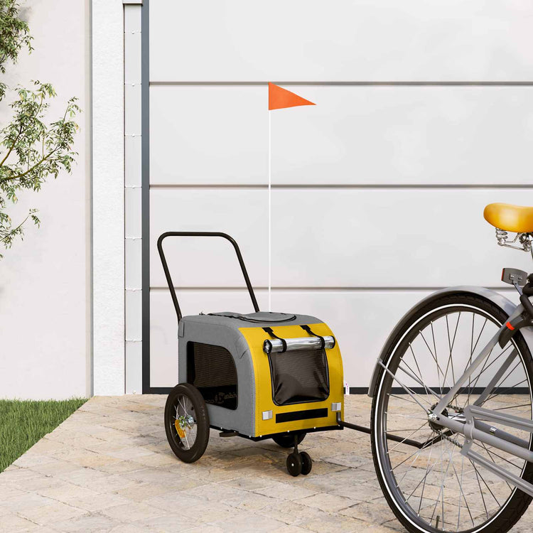 Vidaxl fietskar voor huisdieren geel en grijs 125 x 53 x 54 cm