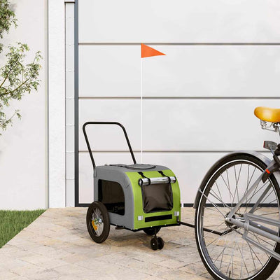 Vidaxl fietskar voor huisdieren groen en rood 124,5 x 63,5 x 53 cm