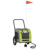 Vidaxl fietskar voor huisdieren groen en grijs 125 x 53 x 54 cm - afbeelding 2