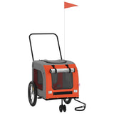 Vidaxl hondenfietstrailer oxford stof en ijzer oranje en grijs - afbeelding 2
