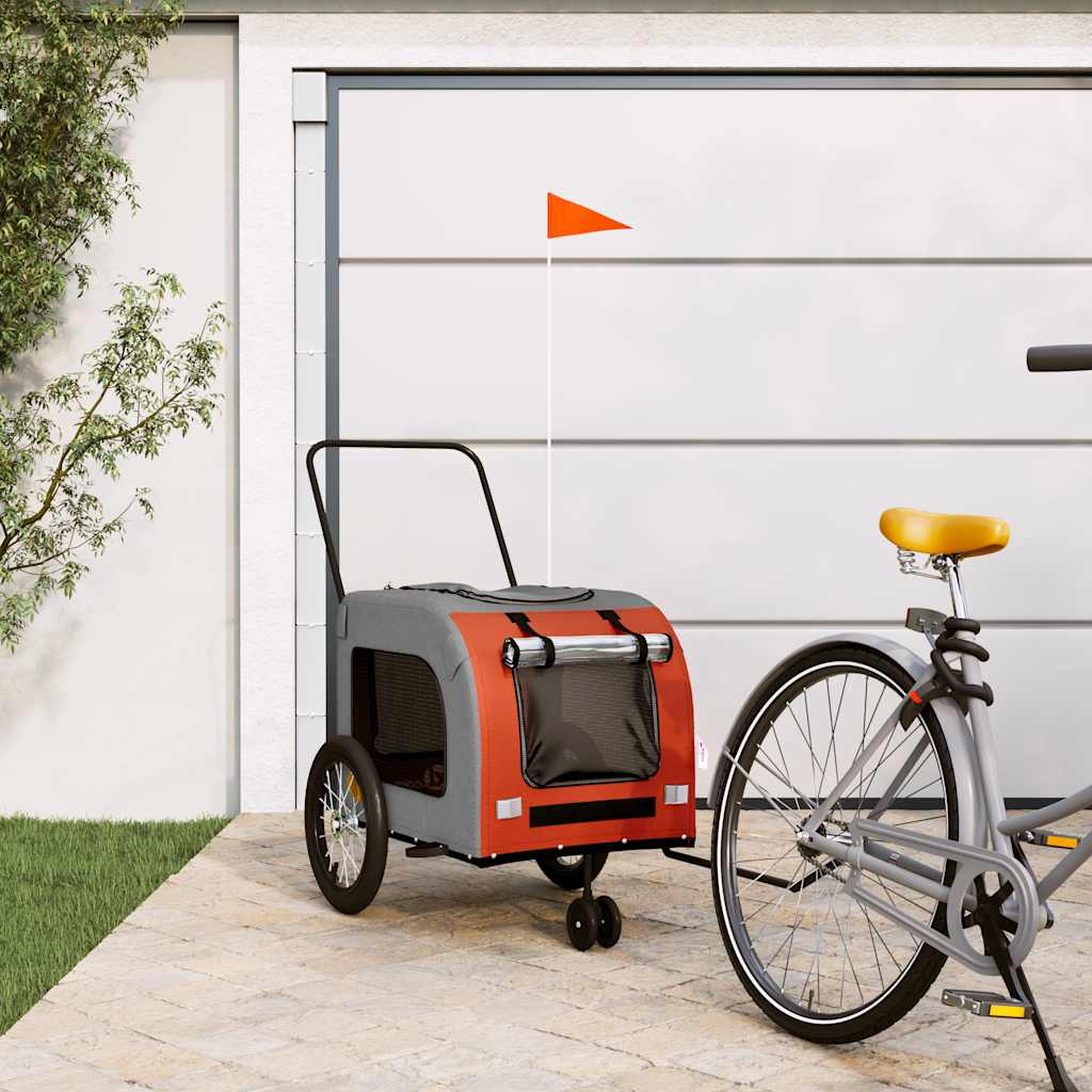 Vidaxl hondenfietstrailer oxford stof en ijzer oranje en grijs