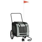 Vidaxl hondenfietstrailer oxford stof en ijzer zwart en grijs - afbeelding 3