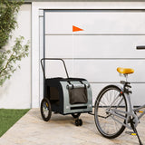 Vidaxl hondenfietstrailer oxford stof en ijzer zwart en grijs - afbeelding 1