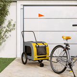 Vidaxl hondenfietstrailer oxford stof en ijzer geel en grijs - afbeelding 1