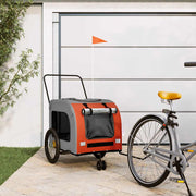 Vidaxl hondenfietstrailer oxford stof en ijzer oranje en grijs - afbeelding 1