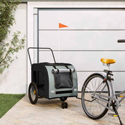 Vidaxl hondenfietstrailer oxford stof en ijzer zwart en grijs - afbeelding 1