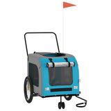 Vidaxl hondenfietstrailer oxford stof en ijzer blauw en grijs - afbeelding 3
