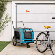 Vidaxl hondenfietstrailer oxford stof en ijzer blauw en grijs - afbeelding 1