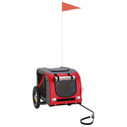 Vidaxl hondenfietstrailer oxford stof en ijzer rood en grijs - afbeelding 2