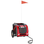 Vidaxl hondenfietstrailer oxford stof en ijzer rood en grijs - afbeelding 3