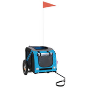Vidaxl hondenfietstrailer oxford stof en ijzer blauw en grijs - afbeelding 3
