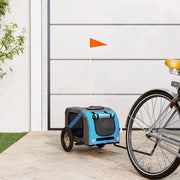 Vidaxl hondenfietstrailer oxford stof en ijzer blauw en grijs - afbeelding 1
