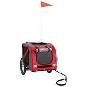 Vidaxl hondenfietstrailer oxford stof en ijzer rood en grijs - afbeelding 3