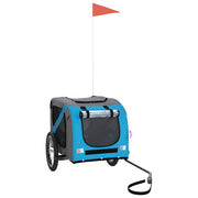 Vidaxl hondenfietstrailer oxford stof en ijzer blauw en grijs - afbeelding 2