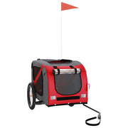 Vidaxl hondenfietstrailer oxford stof en ijzer rood en grijs - afbeelding 3