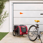 Vidaxl hondenfietstrailer oxford stof en ijzer rood en grijs - afbeelding 1