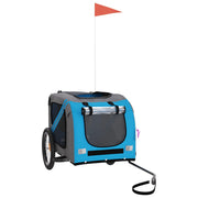 Vidaxl hondenfietstrailer oxford stof en ijzer blauw en grijs - afbeelding 3
