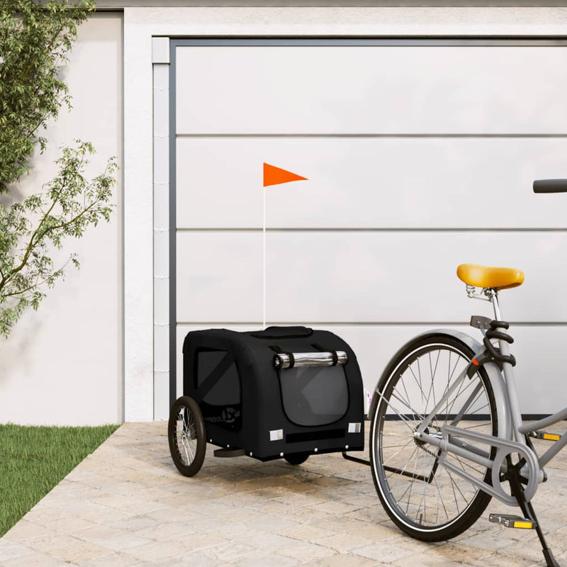 Vidaxl hondenfietstrailer oxford stof en ijzer zwart