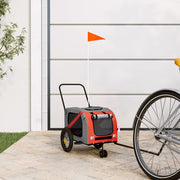 Vidaxl hondenfietstrailer oxford stof en ijzer oranje en zwart - afbeelding 1