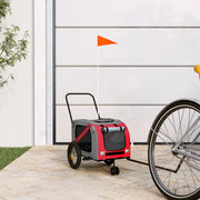 Vidaxl hondenfietstrailer oxford stof en ijzer rood en zwart - afbeelding 1