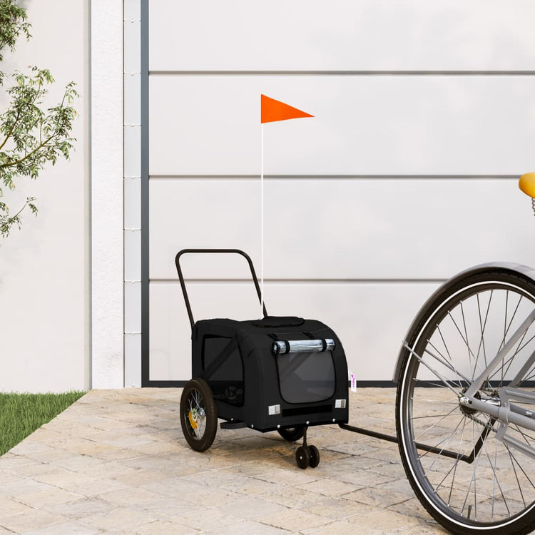 Vidaxl hondenfietstrailer oxford stof en ijzer zwart