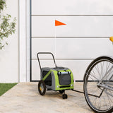Vidaxl hondenfietstrailer oxford stof en ijzer groen en zwart - afbeelding 1