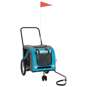 Vidaxl fietskar voor huisdieren, blauw en grijs oxford-stof en ijzer - afbeelding 2