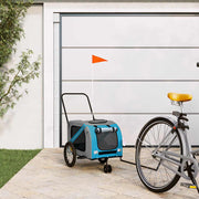 Vidaxl fietskar voor huisdieren, blauw en grijs oxford-stof en ijzer - afbeelding 1