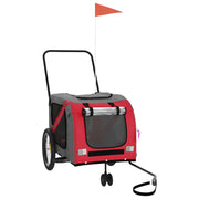 Vidaxl hondenfietstrailer oxford stof en ijzer rood en grijs - afbeelding 2