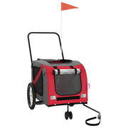 Vidaxl hondenfietstrailer oxford stof en ijzer rood en grijs - afbeelding 3