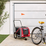 Vidaxl hondenfietstrailer oxford stof en ijzer rood en grijs - afbeelding 1