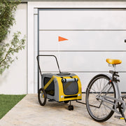 Vidaxl hondenfietstrailer oxford stof en ijzer geel en grijs - afbeelding 1